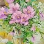 Violet Flowers Original Oil Painting