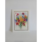 Watercolor Bright Flowers Original Art.