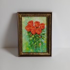 Red Roses Original Oil Painting in a Frame.