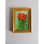 Red Roses Original Oil Painting in a Frame.