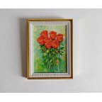 Red Roses Original Oil Painting in a Frame.