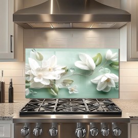 3D Flower Tempered Glass Kitchen Backsplash