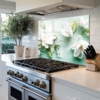 3D Flower Tempered Glass Kitchen Backsplash