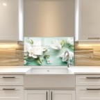 3D Flower Tempered Glass Kitchen Backsplash