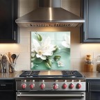 3D Flower Tempered Glass Kitchen Backsplash