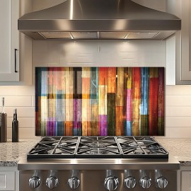 Colorful Floor Plan Tempered Glass Backsplash
