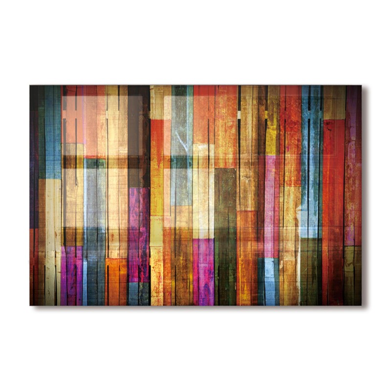 Colorful Floor Plan Tempered Glass Backsplash