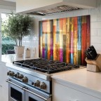 Colorful Floor Plan Tempered Glass Backsplash