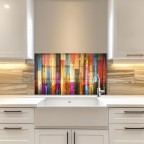 Colorful Floor Plan Tempered Glass Backsplash