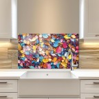 Colorful Leaves Tempered Glass Kitchen Backsplash