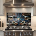 Double Butterfly Tempered Glass Kitchen Backsplash