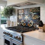 Double Butterfly Tempered Glass Kitchen Backsplash