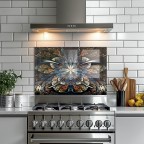 Double Butterfly Tempered Glass Kitchen Backsplash