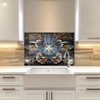 Double Butterfly Tempered Glass Kitchen Backsplash