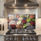 Dried Fruit Tempered Glass Kitchen Backsplash