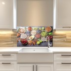 Dried Fruit Tempered Glass Kitchen Backsplash