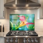 Flower Pictures Tempered Glass Kitchen Backsplash