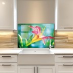 Flower Pictures Tempered Glass Kitchen Backsplash