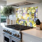 Flower Tempered Glass Kitchen Backsplash