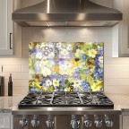 Flower Tempered Glass Kitchen Backsplash