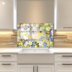 Flower Tempered Glass Kitchen Backsplash