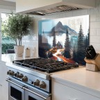 Foggy Forest Kitchen Backsplash Tempered Glass