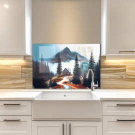 Foggy Forest Kitchen Backsplash Tempered Glass Foggy Forest Kitchen Backsplash Tempered Glass