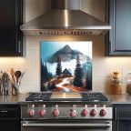 Foggy Forest Kitchen Backsplash Tempered Glass