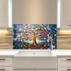 Fruit Tree Tempered Glass Kitchen Backsplash