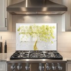 Glass Kitchen Backsplash Yellow Tree of Life