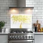 Glass Kitchen Backsplash Yellow Tree of Life