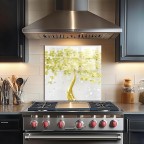 Glass Kitchen Backsplash Yellow Tree of Life