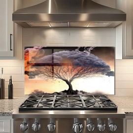 Gray Tree Tempered Glass Kitchen Backsplash Gray Tree Tempered Glass Kitchen Backsplash