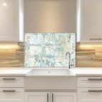 Kitchen Backsplash Flower Tempered Glass