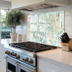 Kitchen Backsplash Flower Tempered Glass