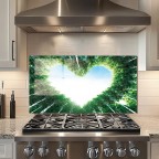 Kitchen Backsplash Green Tree Tempered Glass Stove