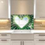 Kitchen Backsplash Green Tree Tempered Glass Stove