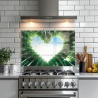 Kitchen Backsplash Green Tree Tempered Glass Stove