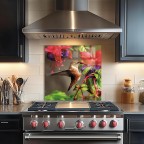 Kitchen Backsplash Hummingbird Tempered Glass