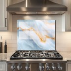 Kitchen Backsplash Marble Pattern Tempered Glass