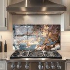 Kitchen Backsplash Marble Pattern Tempered Glass