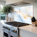 Kitchen Backsplash Marble Pattern Tempered Glass