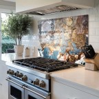 Kitchen Backsplash Marble Pattern Tempered Glass