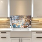 Kitchen Backsplash Marble Pattern Tempered Glass