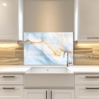 Kitchen Backsplash Marble Pattern Tempered Glass