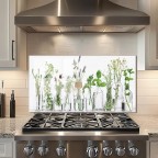 Kitchen Backsplash Vase Image Tempered Glass