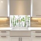 Kitchen Backsplash Vase Image Tempered Glass