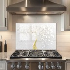 Kitchen Backsplash White Tree of Life Glass Stove