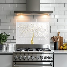 Kitchen Backsplash White Tree of Life Glass Stove Kitchen Backsplash White Tree of Life Glass Stove