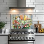 Kitchen Condiment Tempered Glass Backsplash